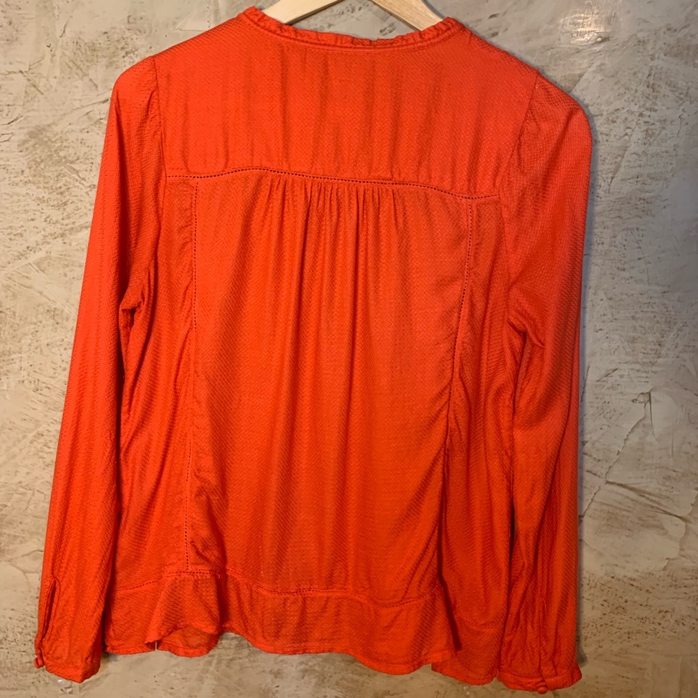 Lucky Brand Boho Tie Neck Knit Peasant Blouse - Picture 2 of 8